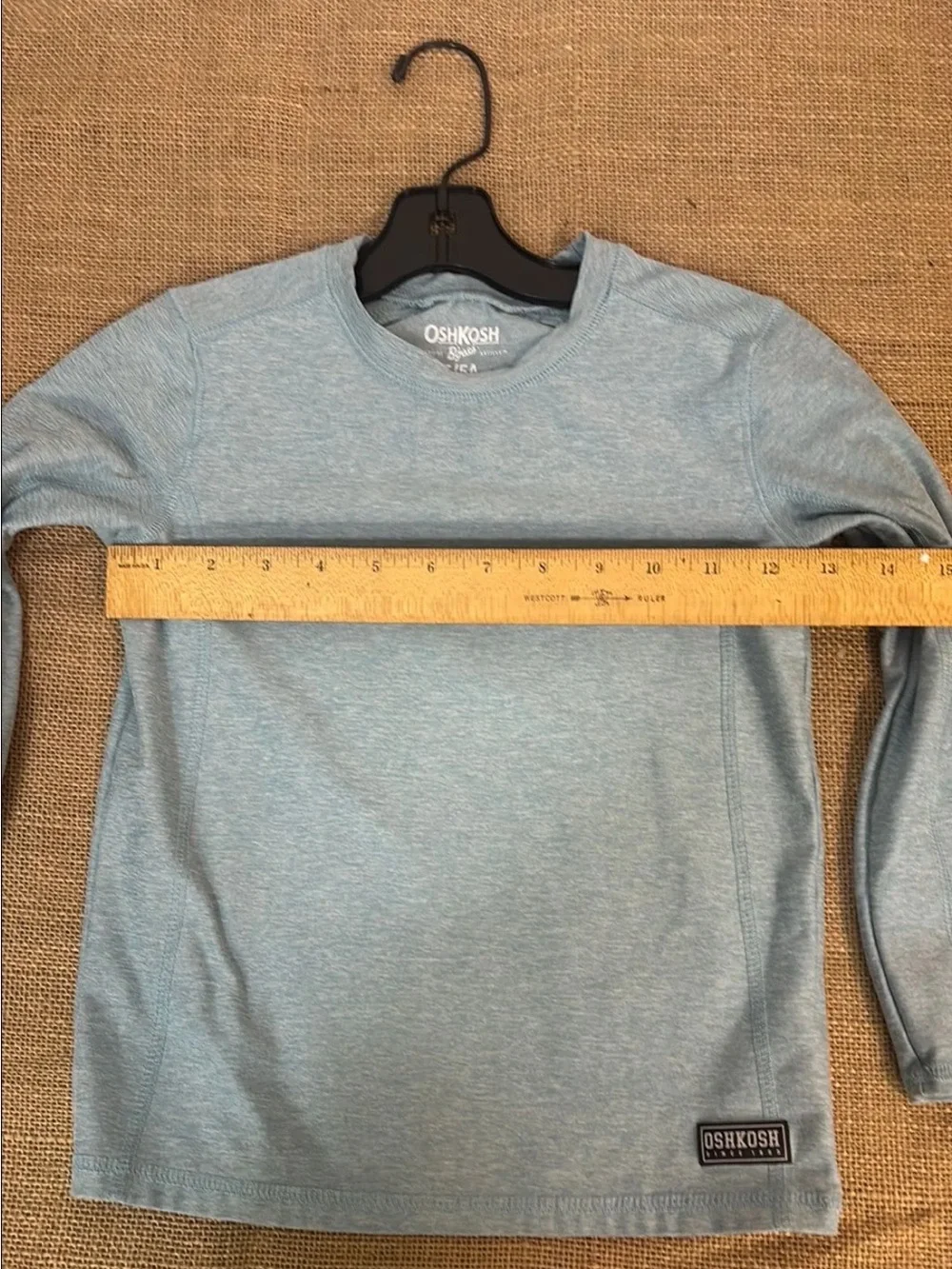 OshKosh Active Long Sleeve Active Top in a light blue heathered color.